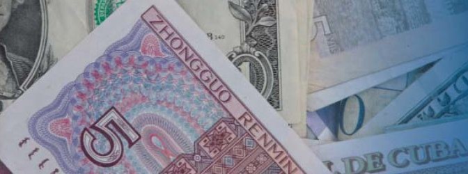 Geldnote Renminbi auf Dollar